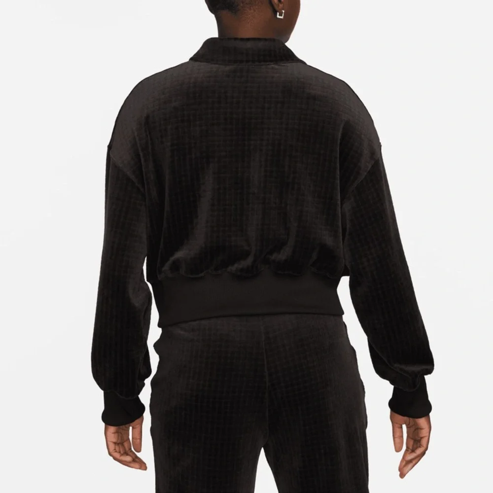 NIKE Velour Tracksuit Women's Small Black 2 Piece Jacket Pants Set